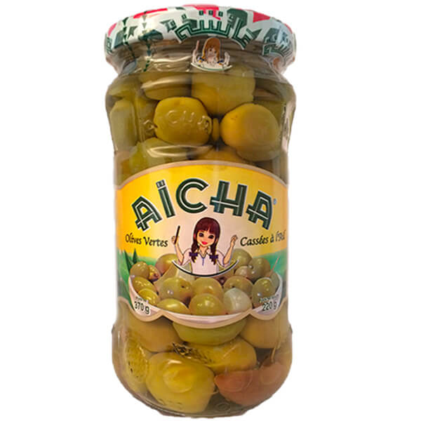 Aïcha Kosher Green Olives with Garlic 37cl - Kosher Gourmet