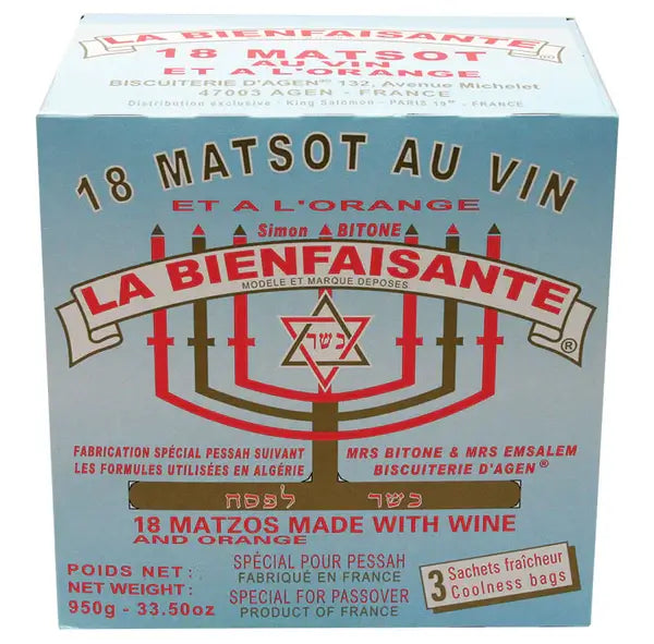 La Bienfaisante Matsot Vin and Orange Kosher Passover